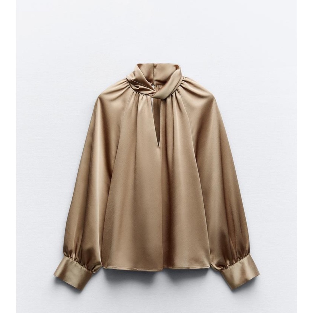 Zara Satin Tan Blouse